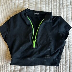 Bombshell Sportswear Black Neon Zip Top
